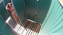 porn saxy long haired teen cought in shower porn
