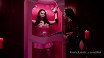 porn bound in latex anal strap on banged porn
