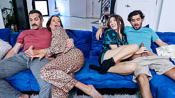 porn stepdaughter and stepmom fuck with stepdad and stepbro in foursome famsuck porn