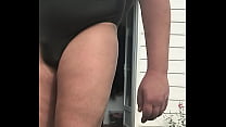 porn servitude french chubby sissy femboy jinna wear one piece swimsuit when stretched her nipples and testicules porn