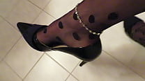 porn servitude black patent castaluna leather high heels anklet and pantyhose dangling by isabellesandrine porn